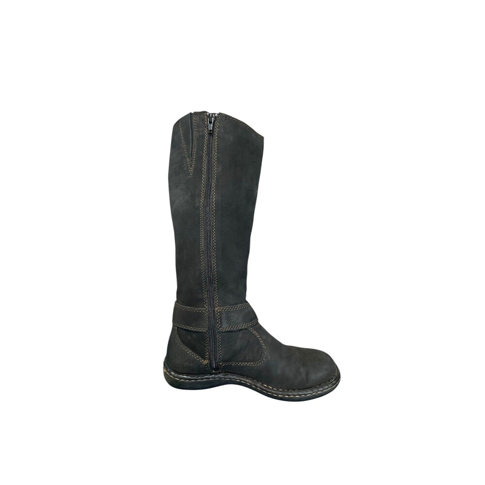 B.O.C. Women’s Tall Knee High Boots Black Leather Riding Buckle 6.5 M Boho Zip - Picture 9 of 12